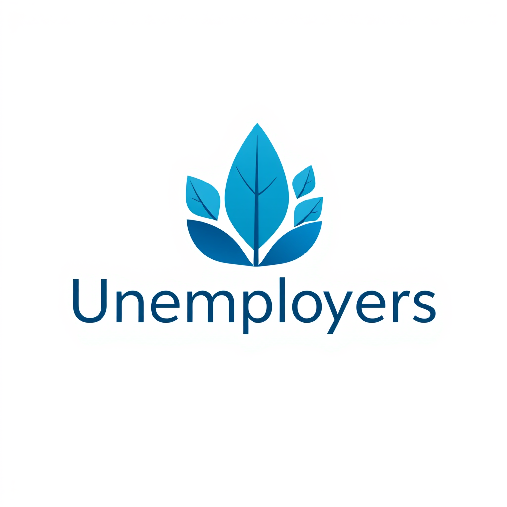 Unemployers consulting company logo with modern blue design and professional typography
